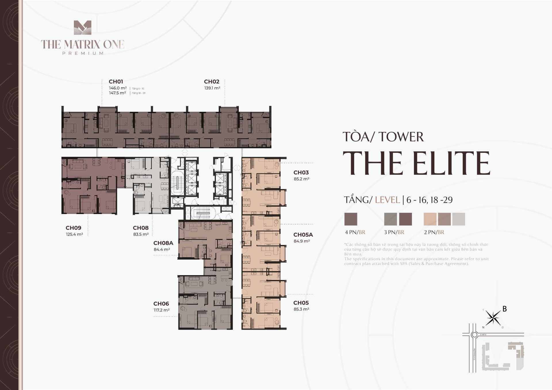 Mặt bằng tòa The Elite The Matrix One Premium